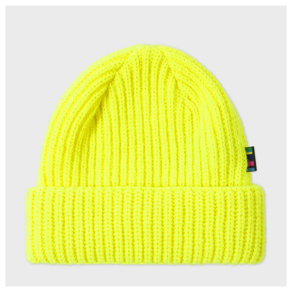 Men's Neon Yellow Wool Beanie Hat