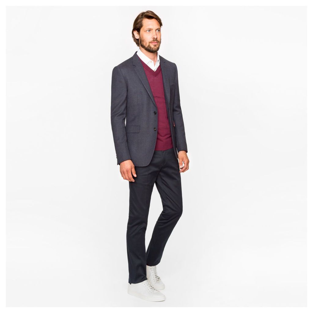 Men's Slim-Fit Two-Tone Navy And Grey Textured-Wool Blazer