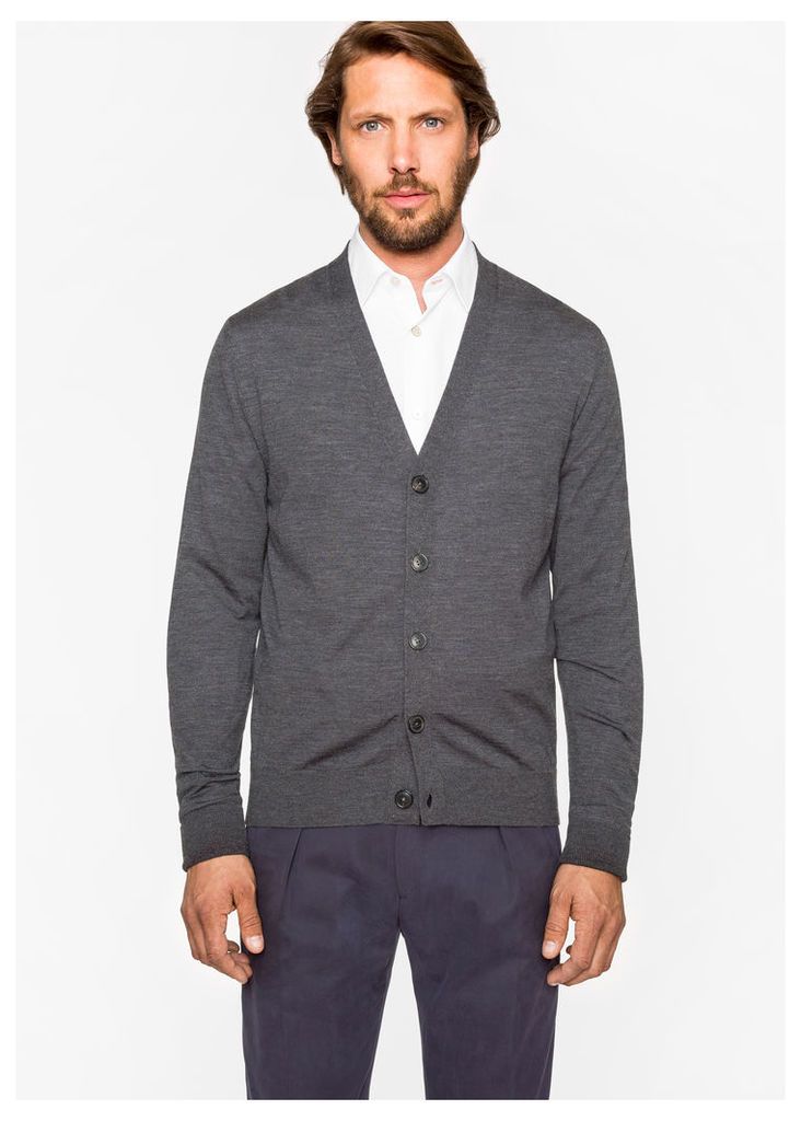 Men's Grey Merino Wool Cardigan