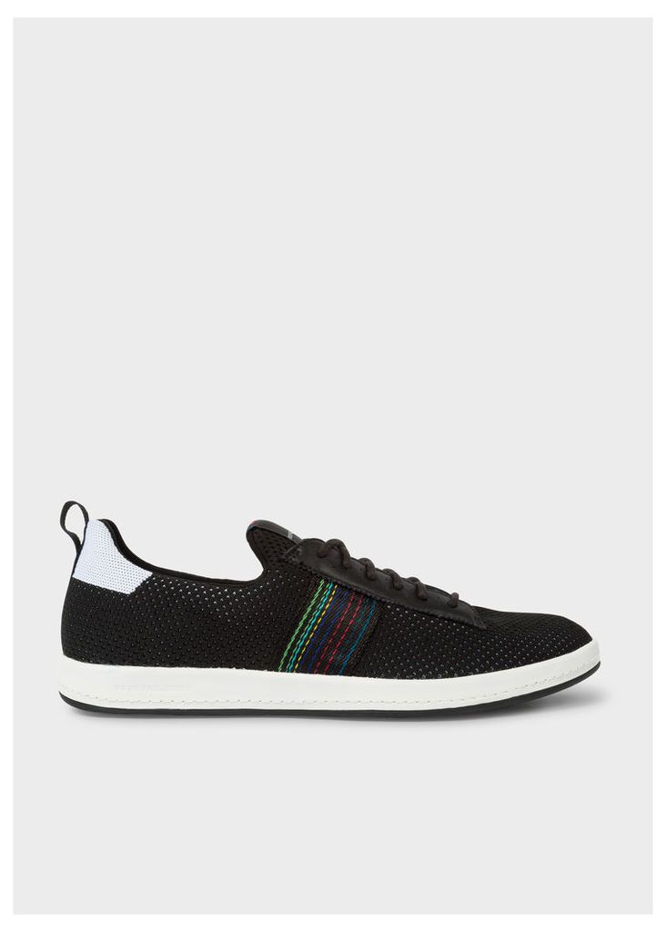 Men's Black 'Rabknit' Knitted Trainers With Striped Webbing