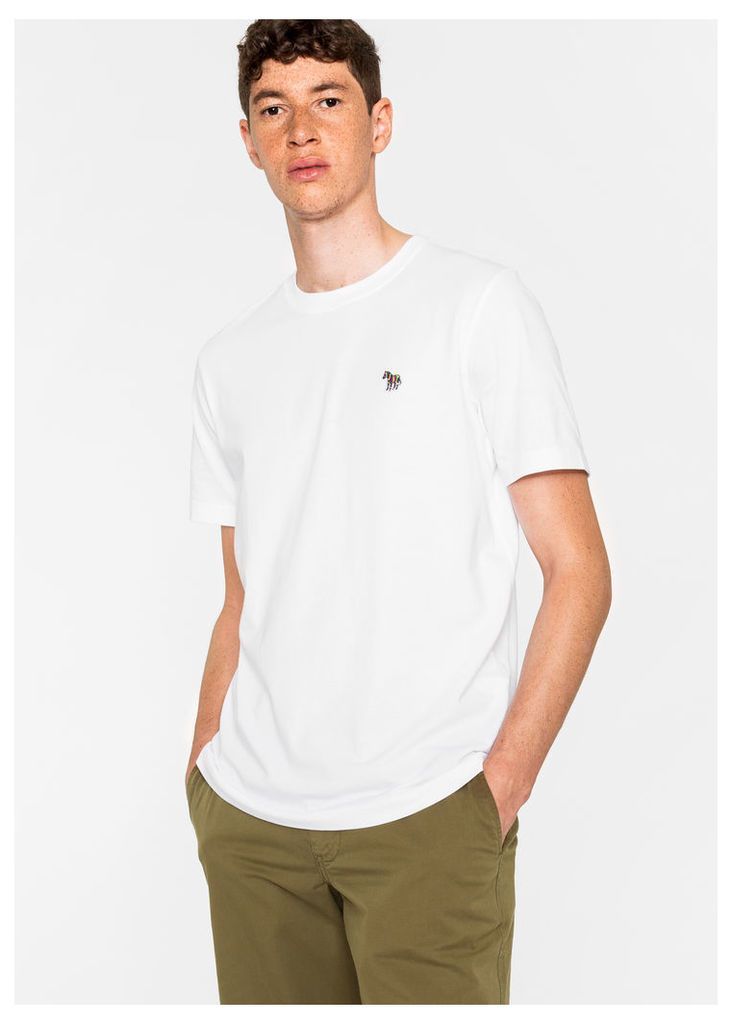 Men's White Organic-Cotton Zebra Logo T-Shirt
