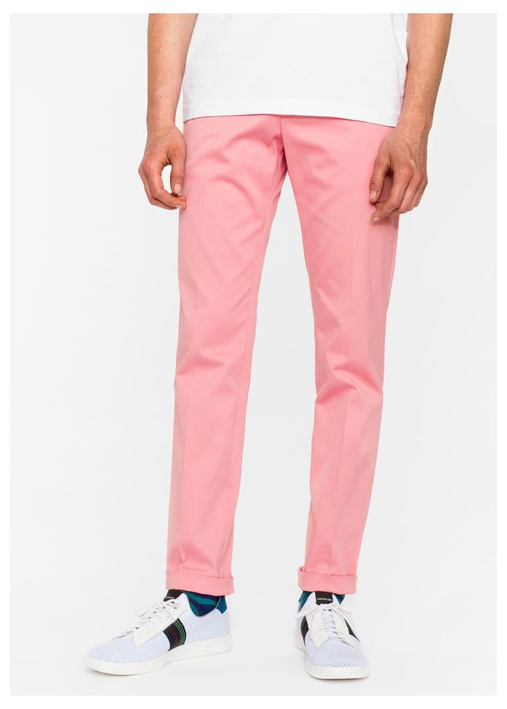 Men's Slim-Fit Pink Cotton-Twill Stretch Chinos