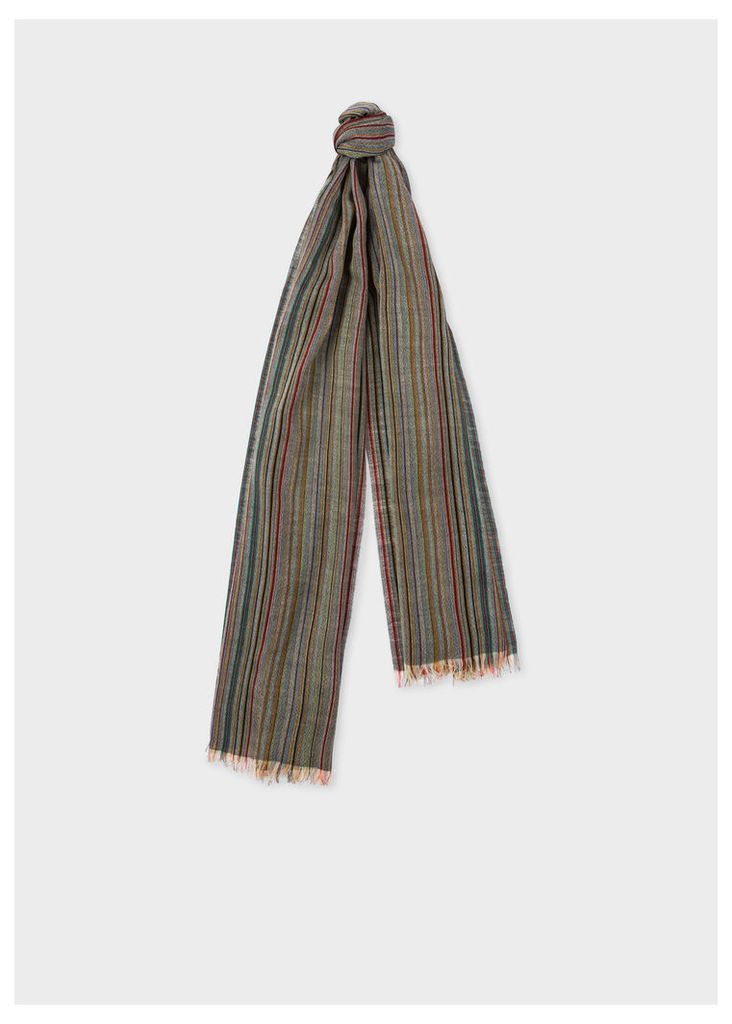 Men's Signature Stripe Mercerised Wool Scarf