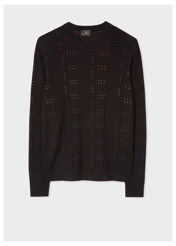 Men's Black Multi-Coloured Stitch Detail Sweater