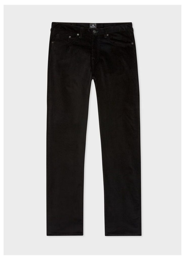 Men's Tapered-Fit Black Corduroy Trousers
