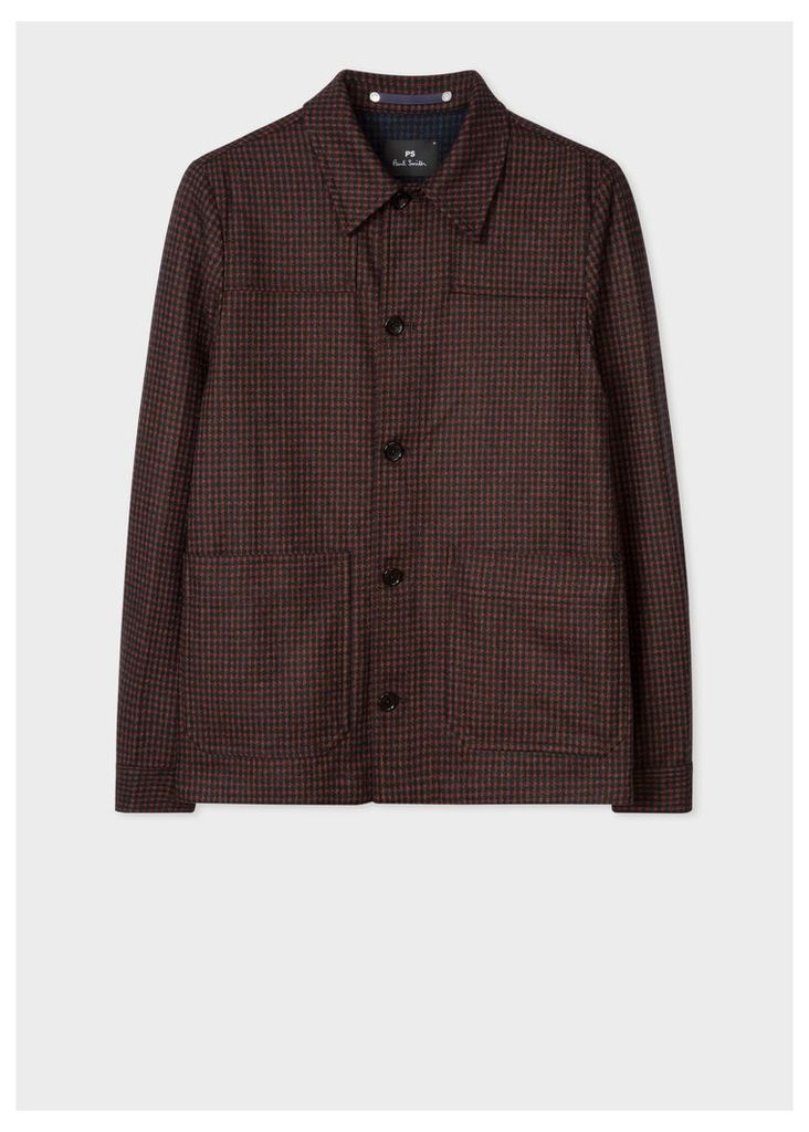 Men's Brick Red Check Wool-Cashmere Work Jacket