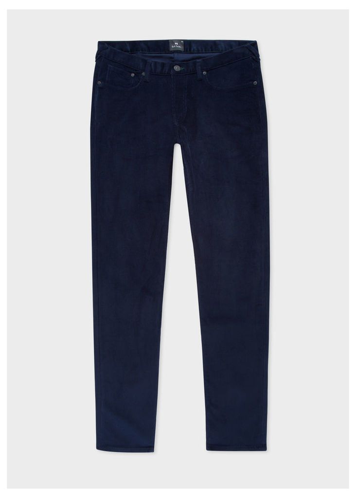 Men's Tapered-Fit Navy Corduroy Trousers