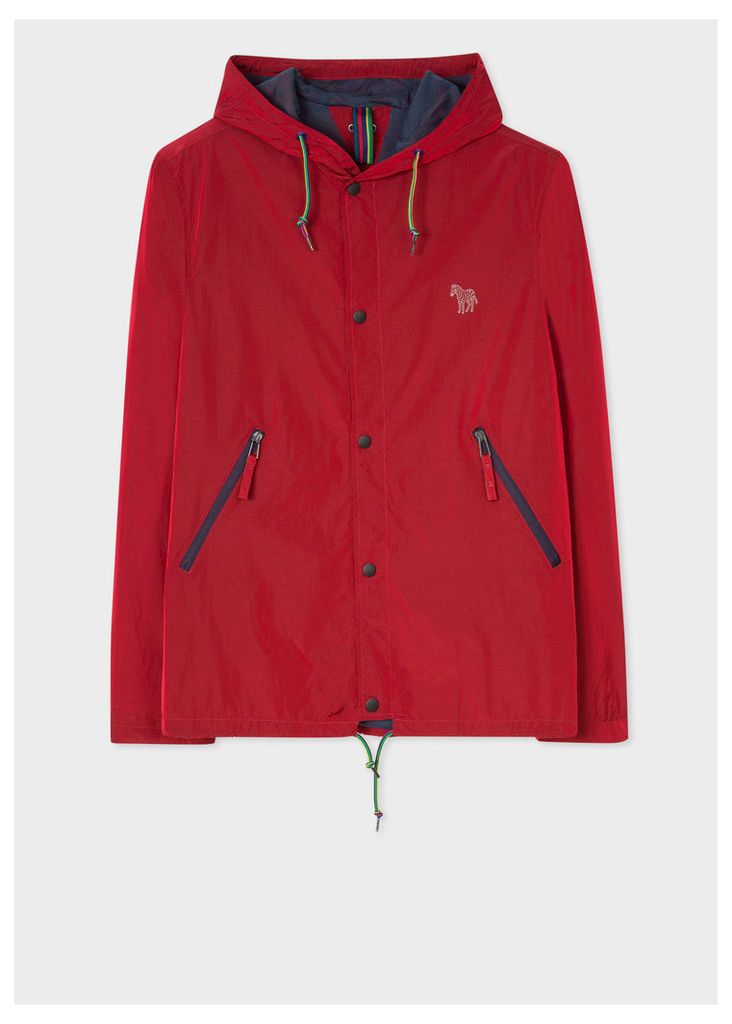 Men's Red Showerproof Hooded Coach Jacket With Zebra Logo