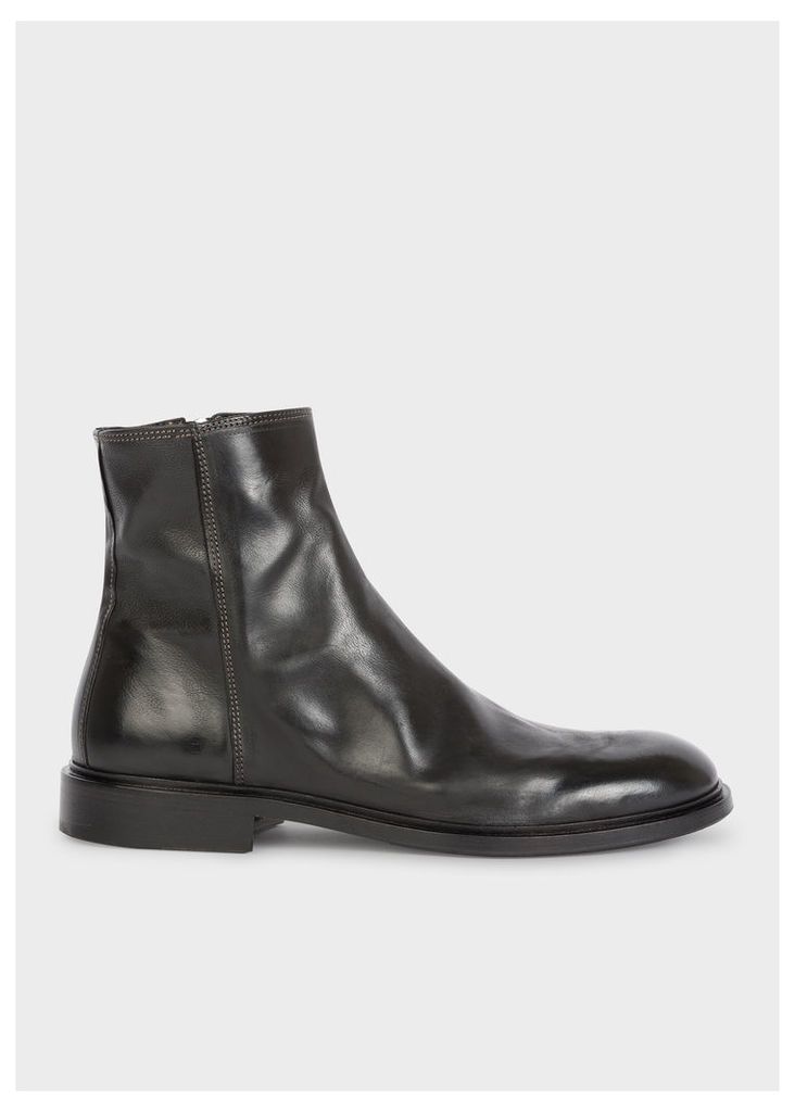 Men's Black Leather 'Billy' Zip Boots