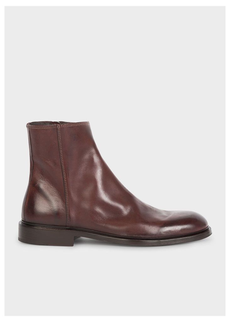 Men's Chocolate Brown Leather 'Billy' Zip Boots