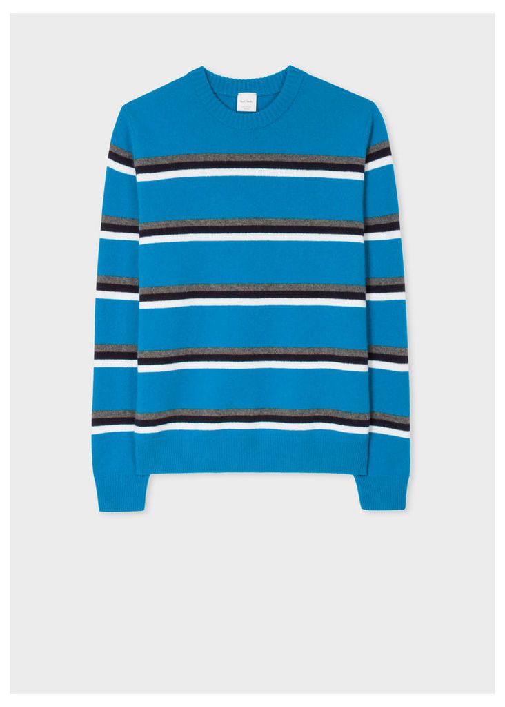 Men's Blue Stripe Lambswool Sweater