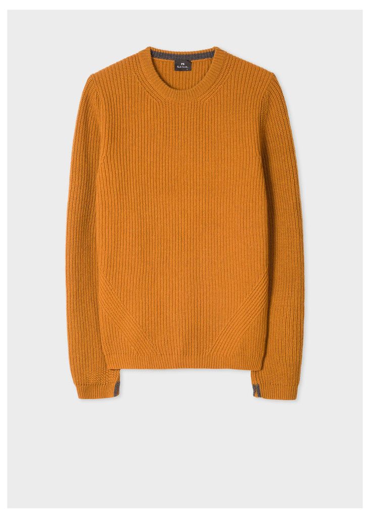 Men's Mustard Ribbed Wool-Blend Sweater