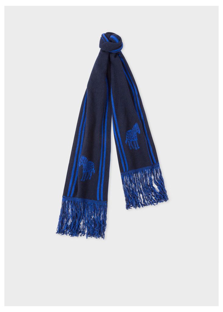Men's Navy And Blue 'Zebra' Double-Face Scarf