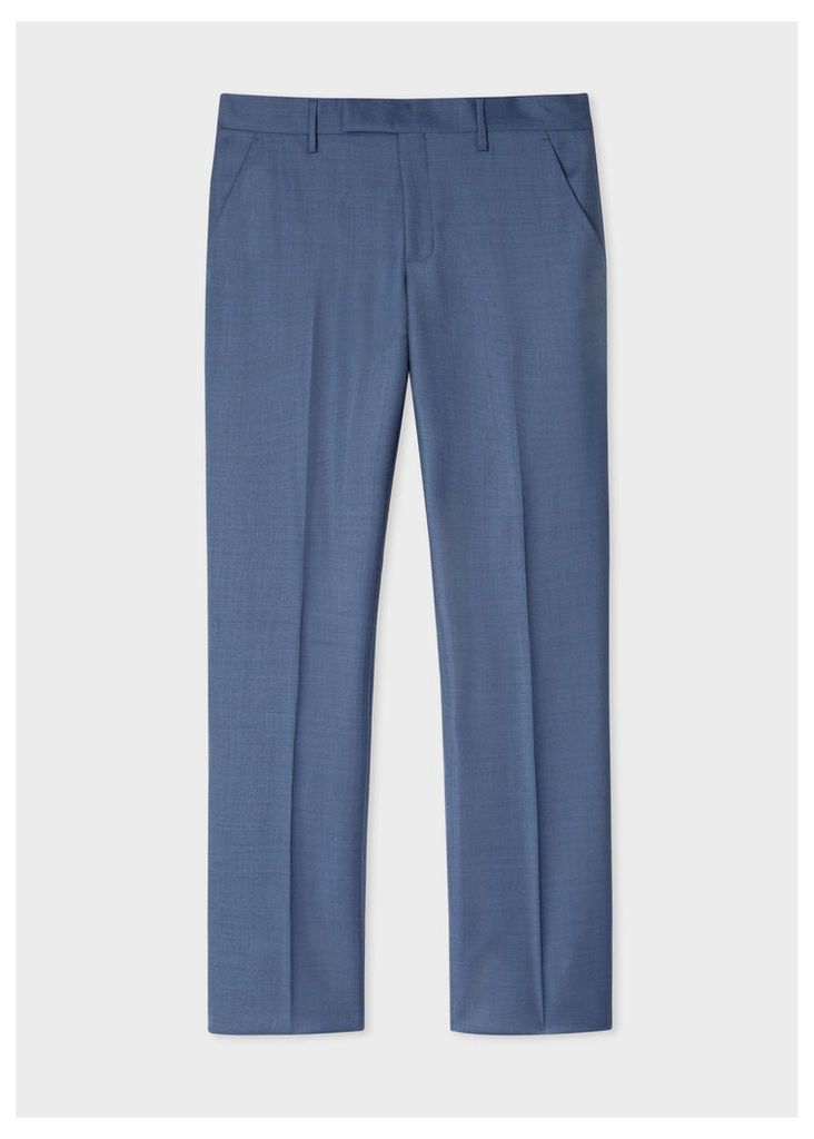 Men's Slim-Fit Slate Blue Wool Trousers