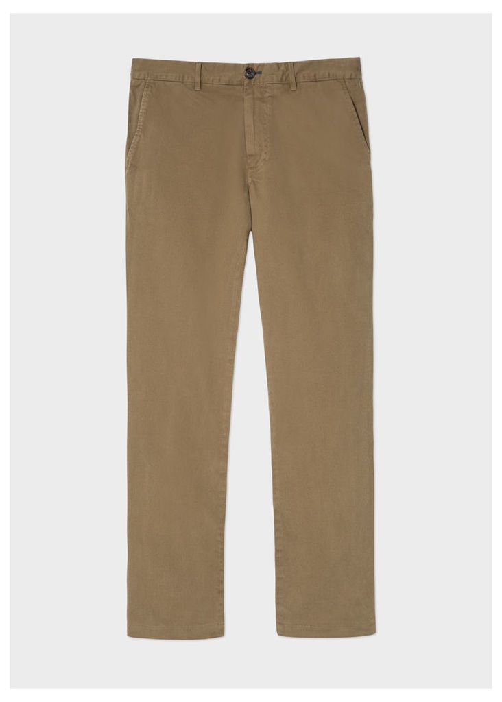 Men's Mid-Fit Light Brown Stretch-Cotton Chinos