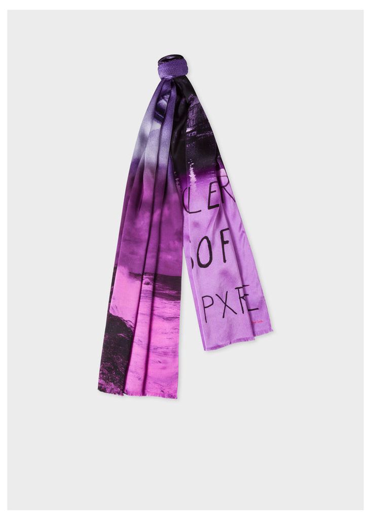 Men's Violet And Pink 'Paul's Photo' Print Silk Scarf