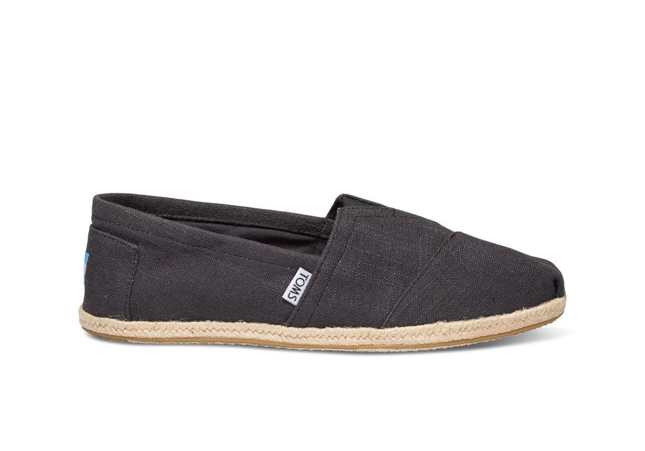 Washed Black Linen Rope Sole Men's Classics