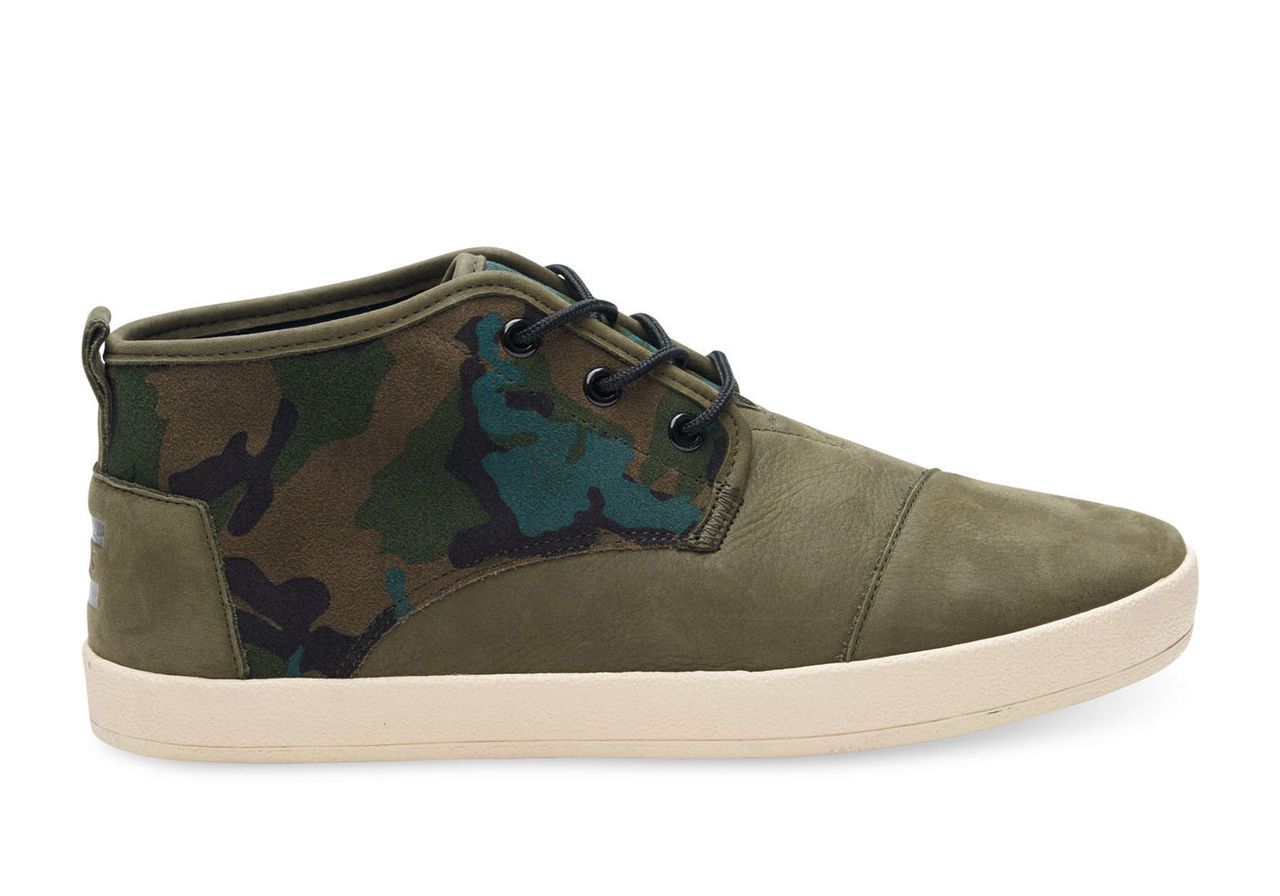 Camo Olive Full Grain Leather and Suede Men's Paseo Mids