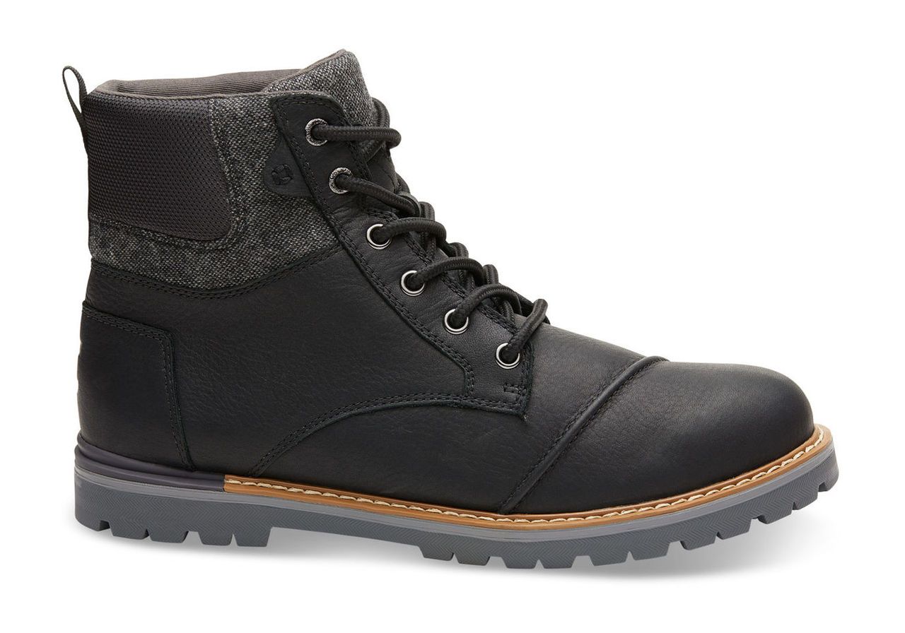 TOMS Waterproof Black Leather Brushed Wool Men's Ashland Boots - Size UK11