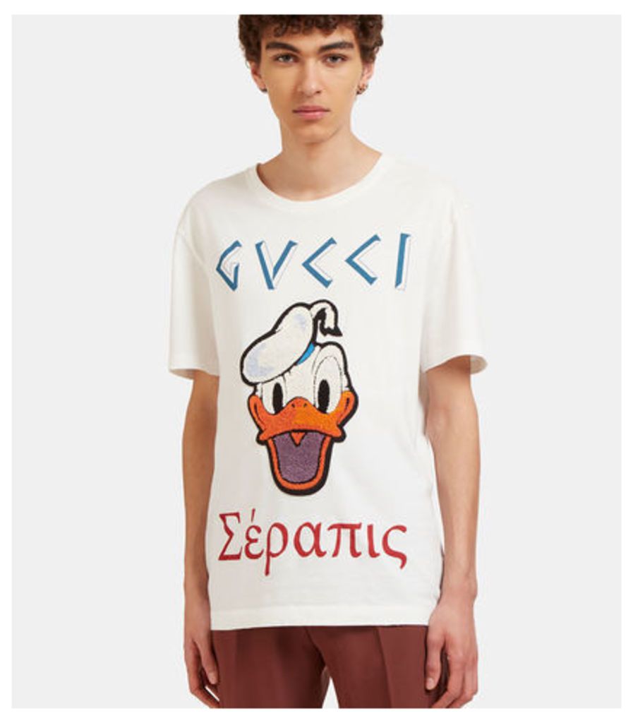 Fleeced Donald Duck Motif T-Shirt