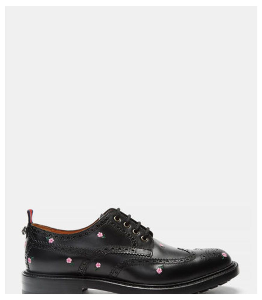 Floral Embroidered Leather Brogues
