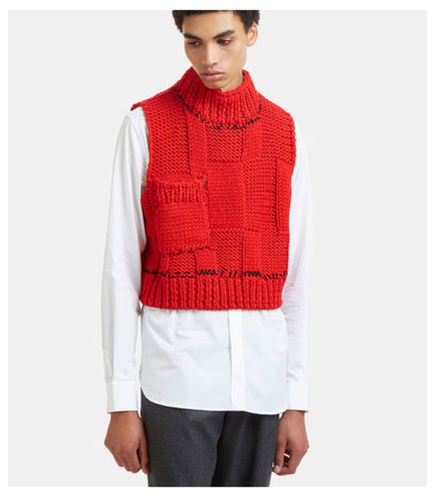 Blow-Up Sleeveless Knit Patchwork Gilet