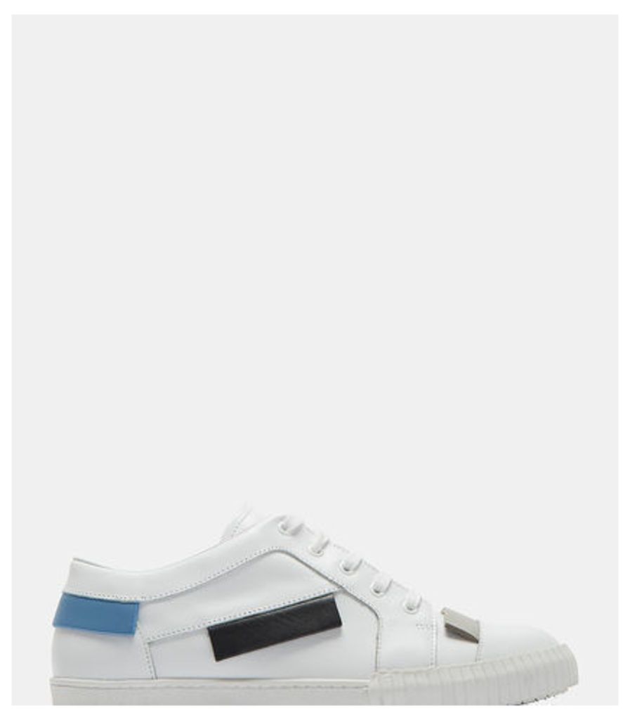 Contrast Panel Leather Sneakers