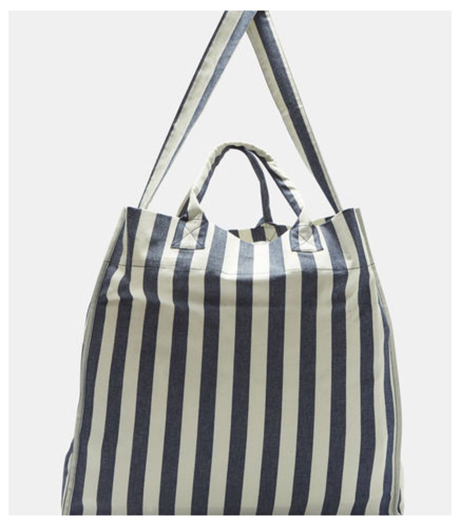 Large Striped Canvas Tote Bag
