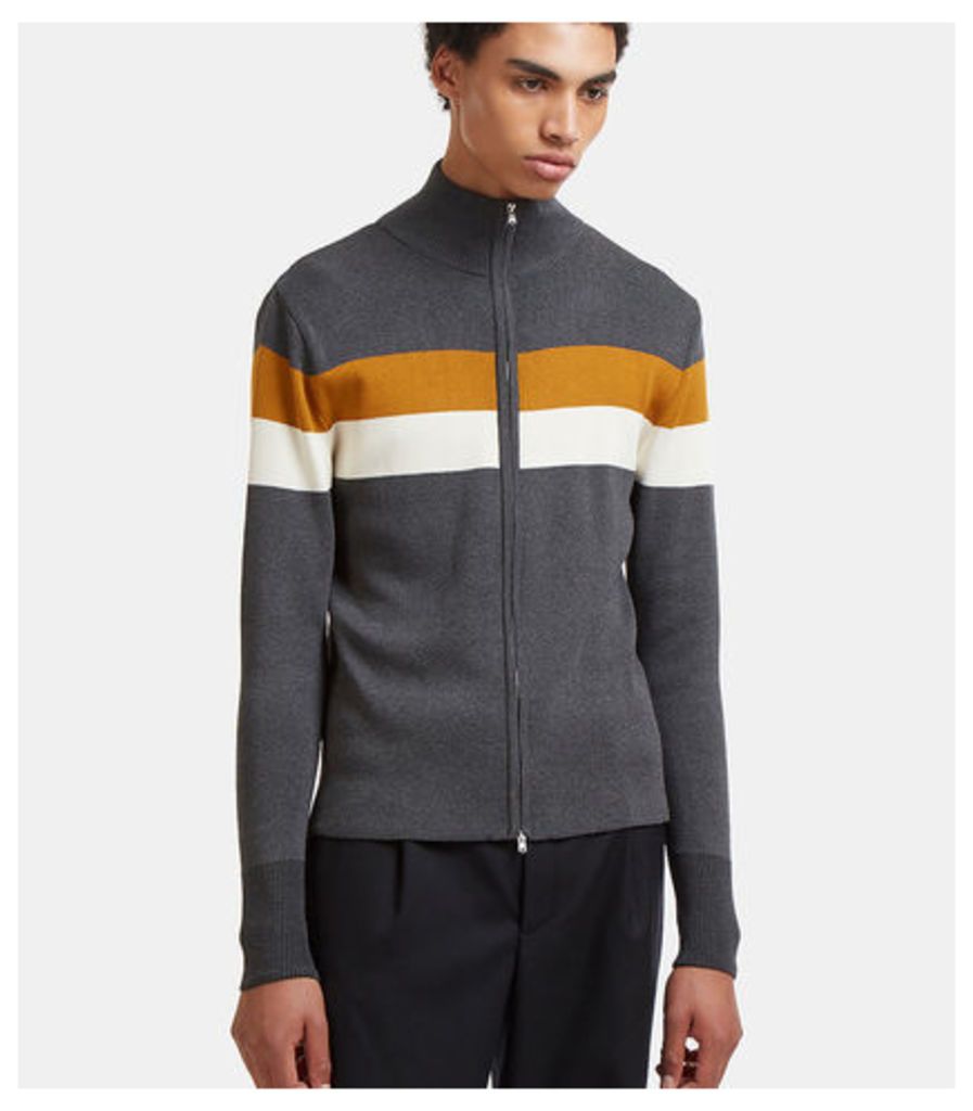 Emory Contrast Striped Zip-Up Sweater