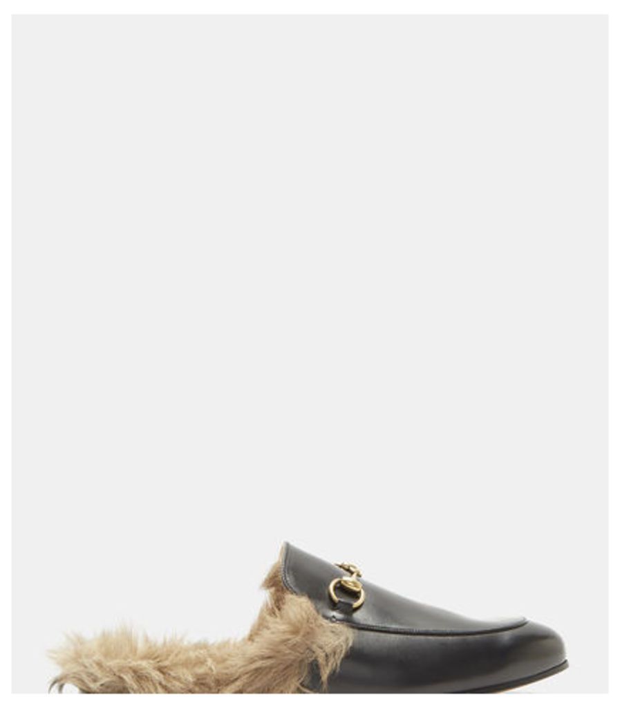 Princetown Lamb Fur Trimmed Slipper Shoes