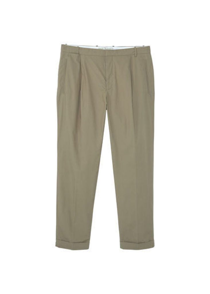 Pleated crop chinos