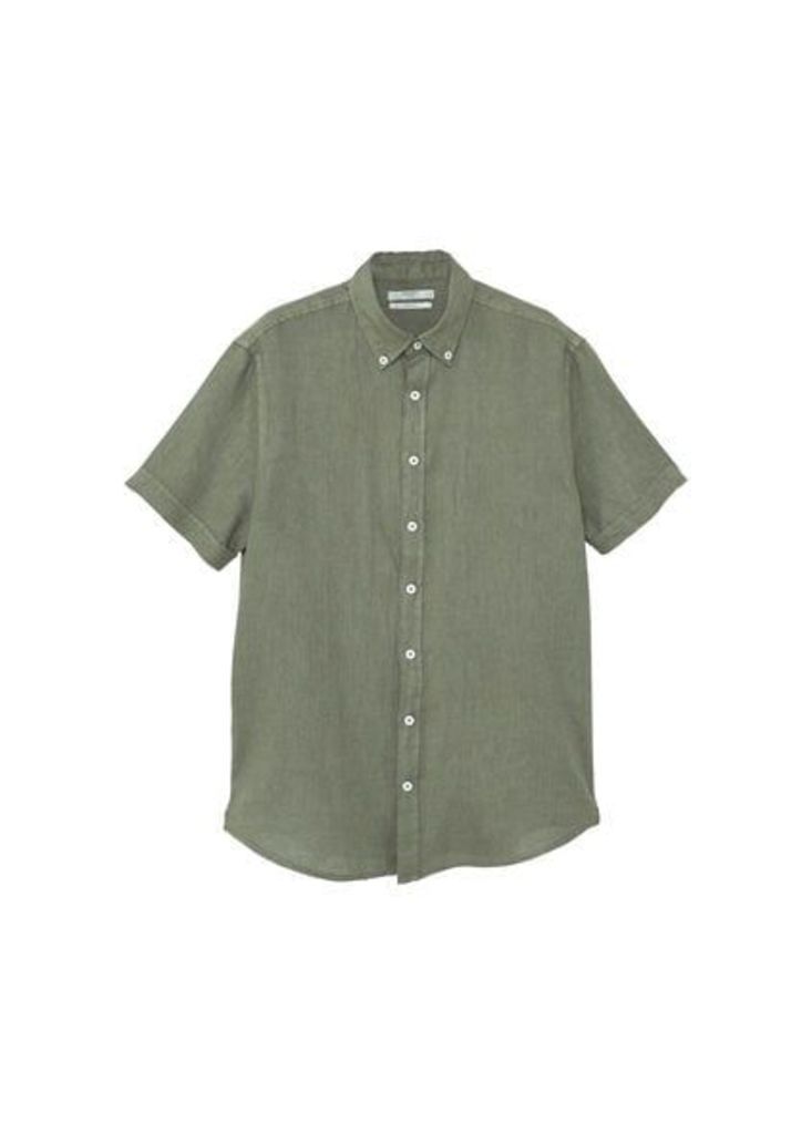 Slim-fit short-sleeve linen shirt