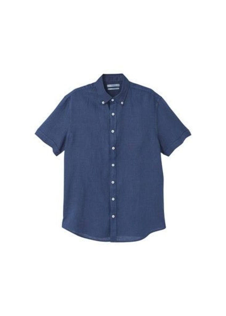 Slim-fit short-sleeve linen shirt