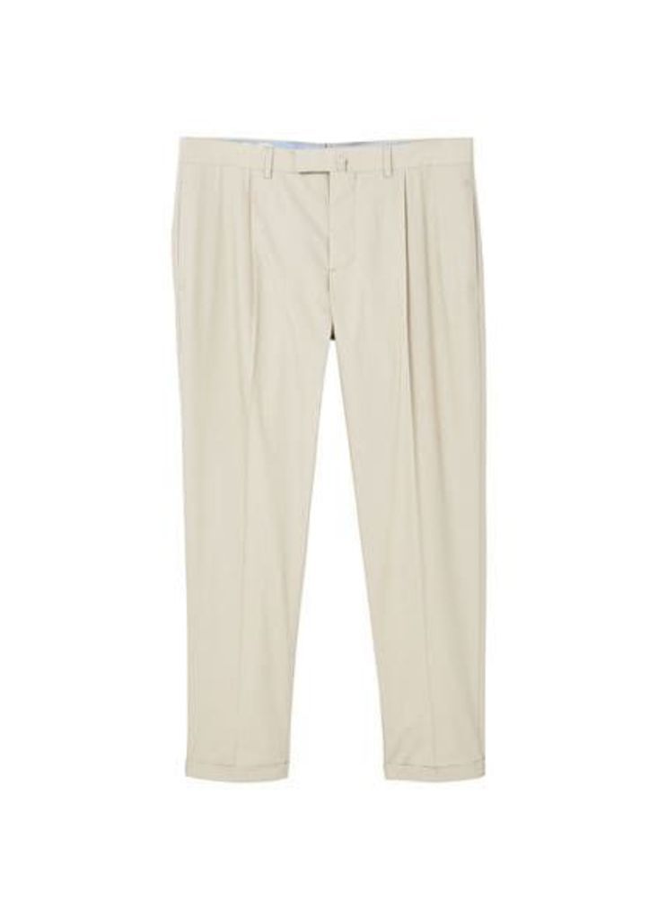 Slim-fit cotton suit trousers
