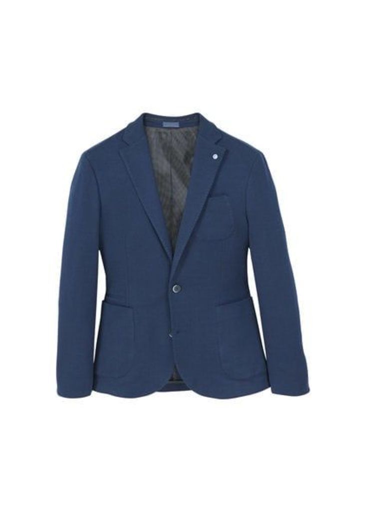 Slim-fit patterned cotton blazer
