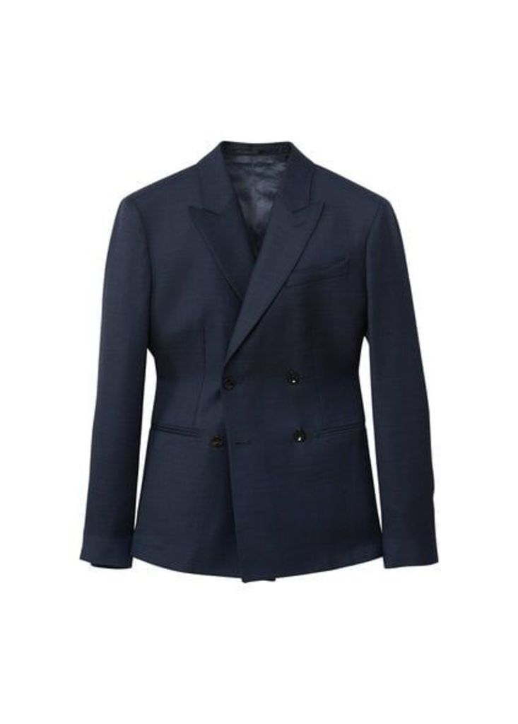 Slim-fit wool suit blazer