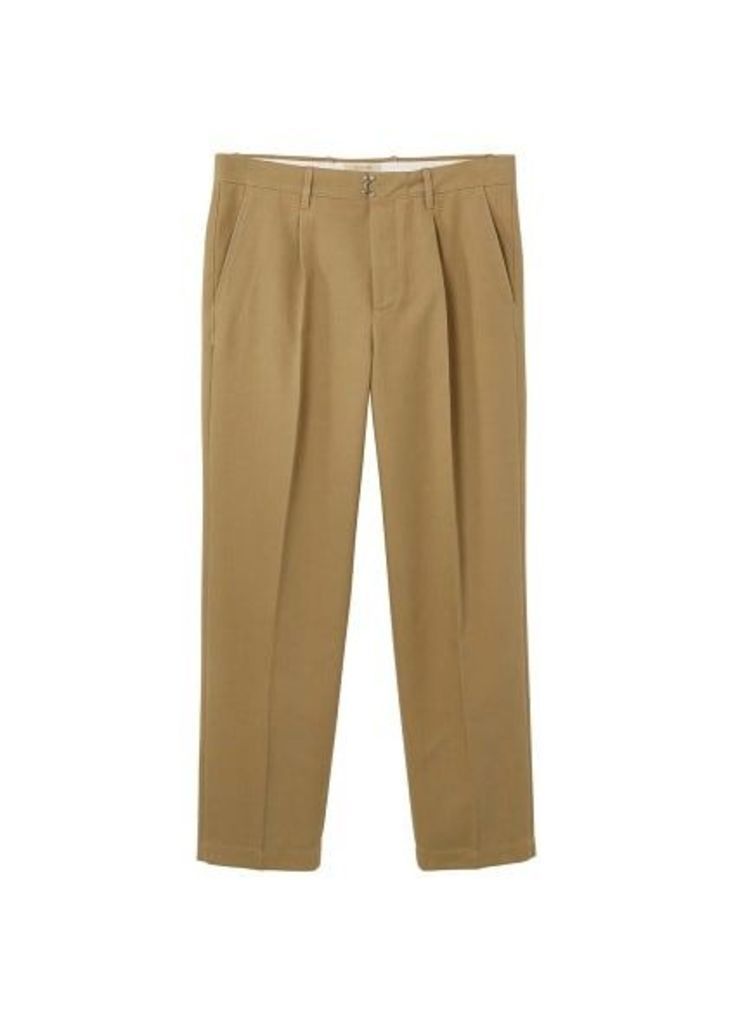 Pleated cotton chinos