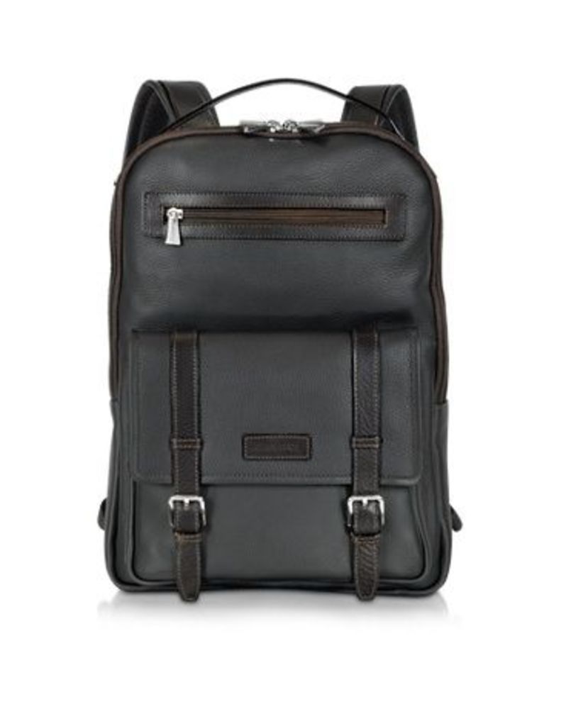 Designer Men's Bags, Black and Brown Leather Backpack