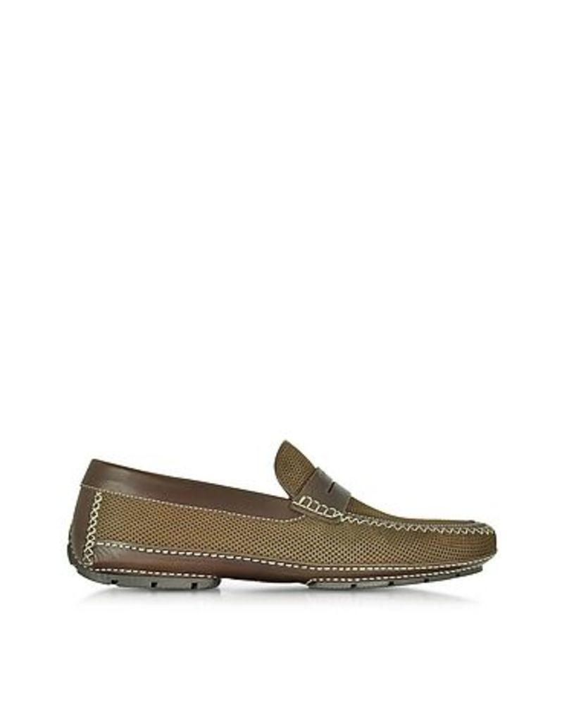 Moreschi - Bahamas Brown Perforated Nubuck Driver Shoes w/Rubber Sole