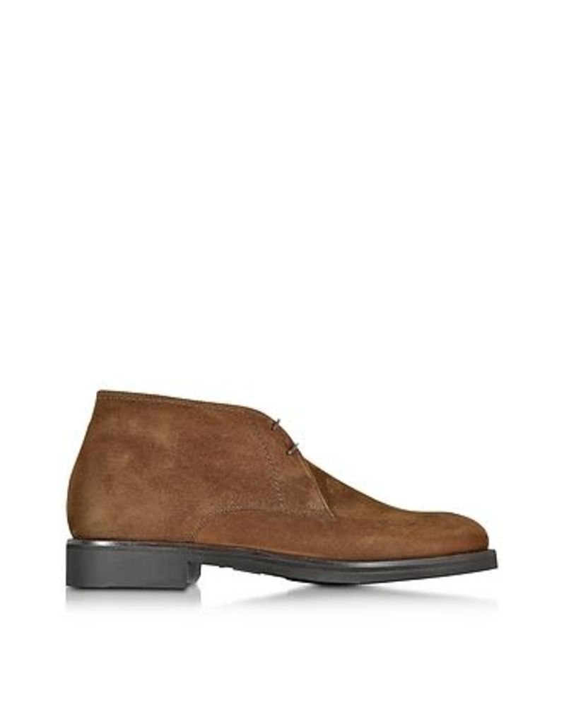 Moreschi Shoes, Seattle Brown Suede Ankle Boot w/Rubber Sole