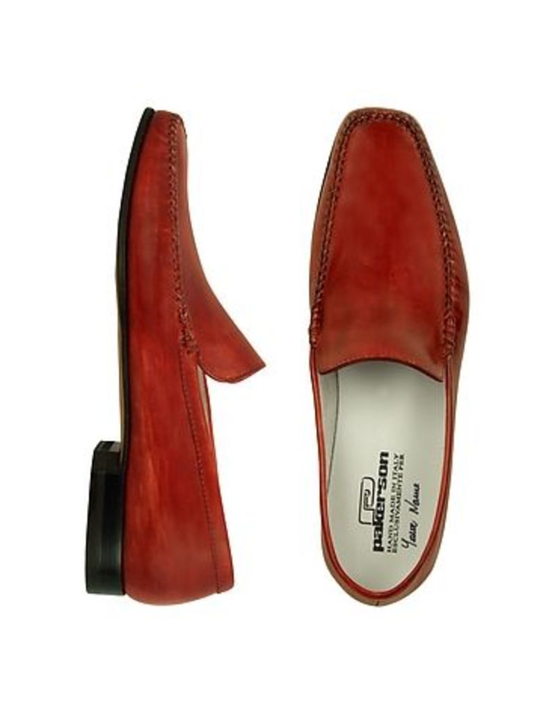 Pakerson - Red Italian Handmade Leather Loafer Shoes