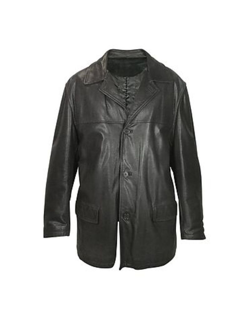Forzieri - Men's Black Leather Jacket