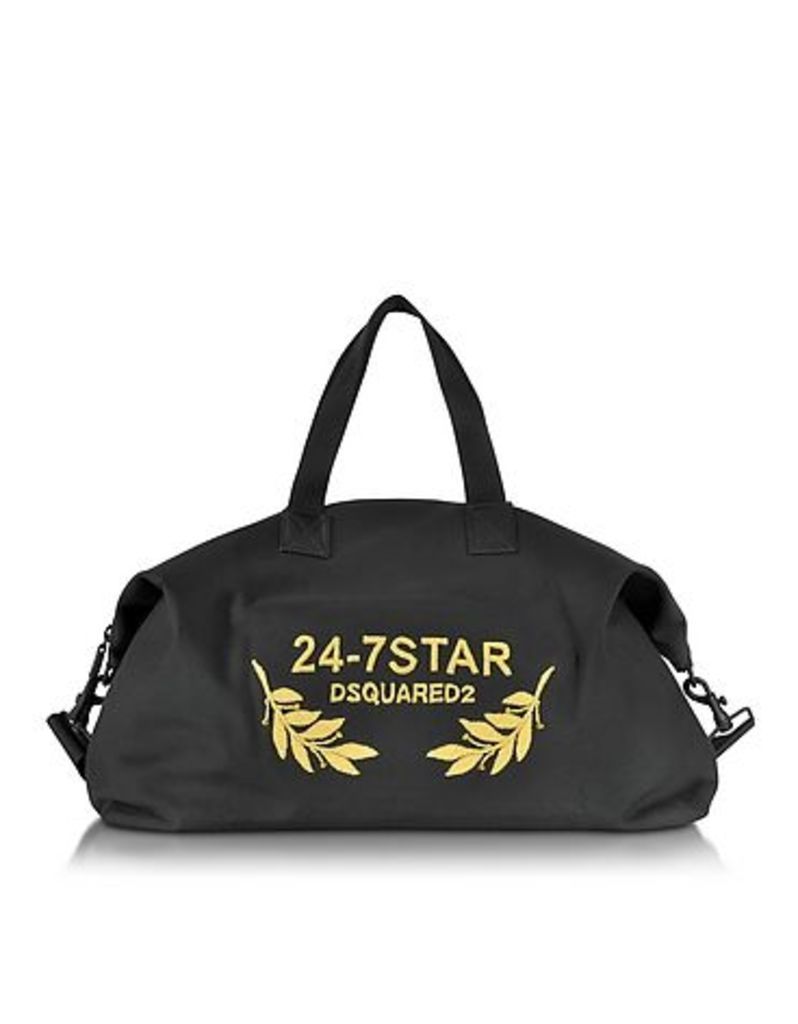 DSquared2 Travel Bags, 24-7 Star Icon Black Canvas Duffle Bag