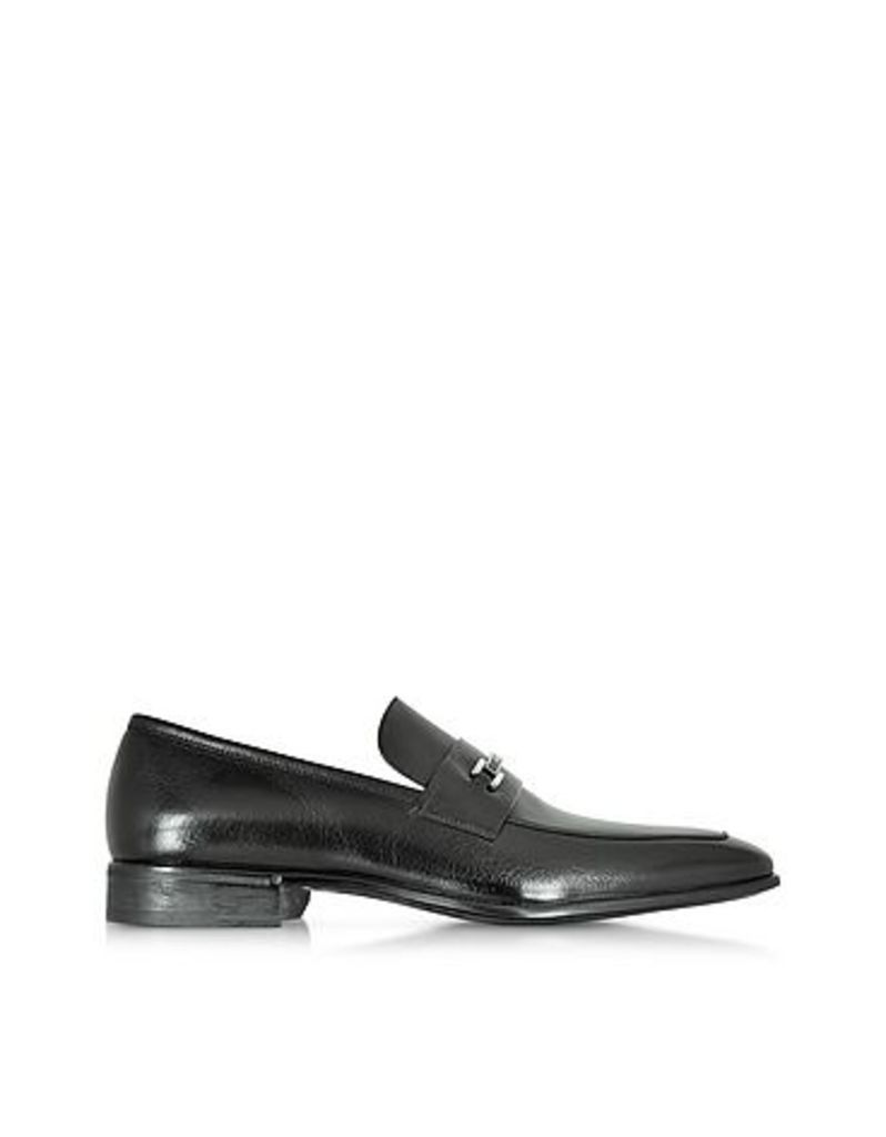 Moreschi - Santiago Black Signature Buffalo Leather Loafer Shoe w/Rubber Sole