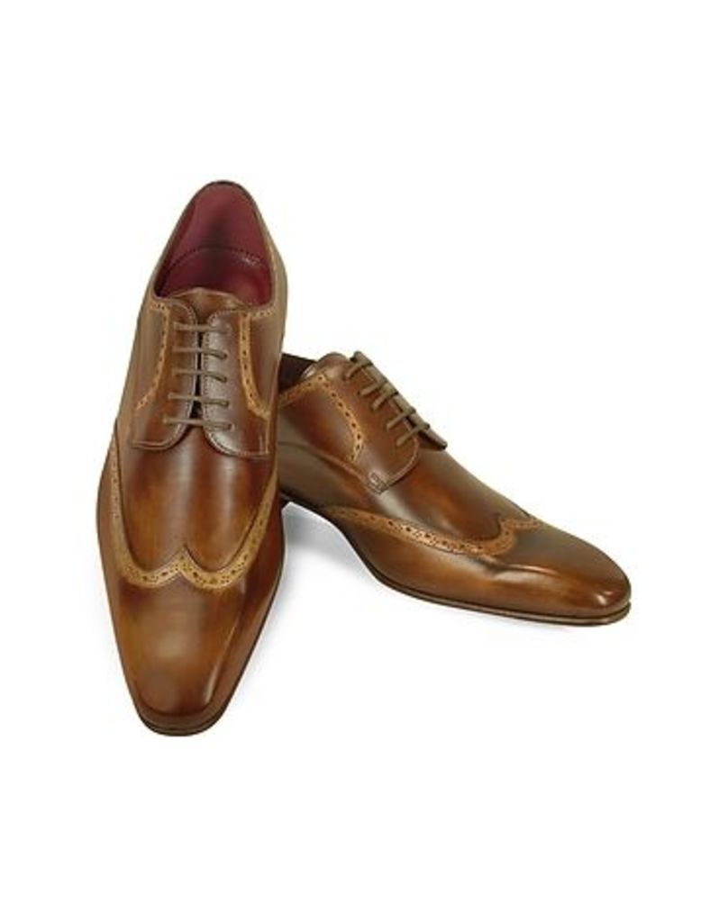 Fratelli Borgioli - Handmade Light Brown Italian Leather Wingtip Dress Shoes