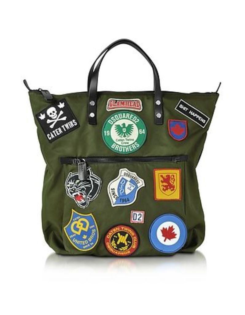 DSquared2 - Hiro Military Green Patchwork Men's Tote Bag