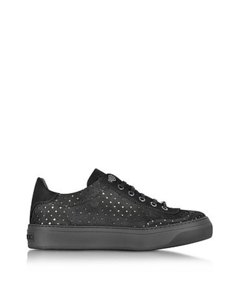 Jimmy Choo - Ace Black Star Perforated Dry Suede Low Top Sneaker