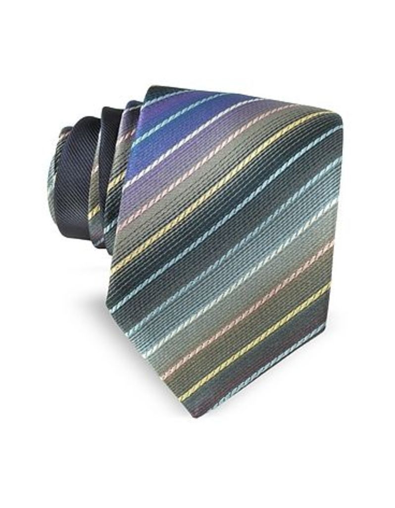 Missoni - Multicolor Diagonal Striped Woven Silk Narrow Tie