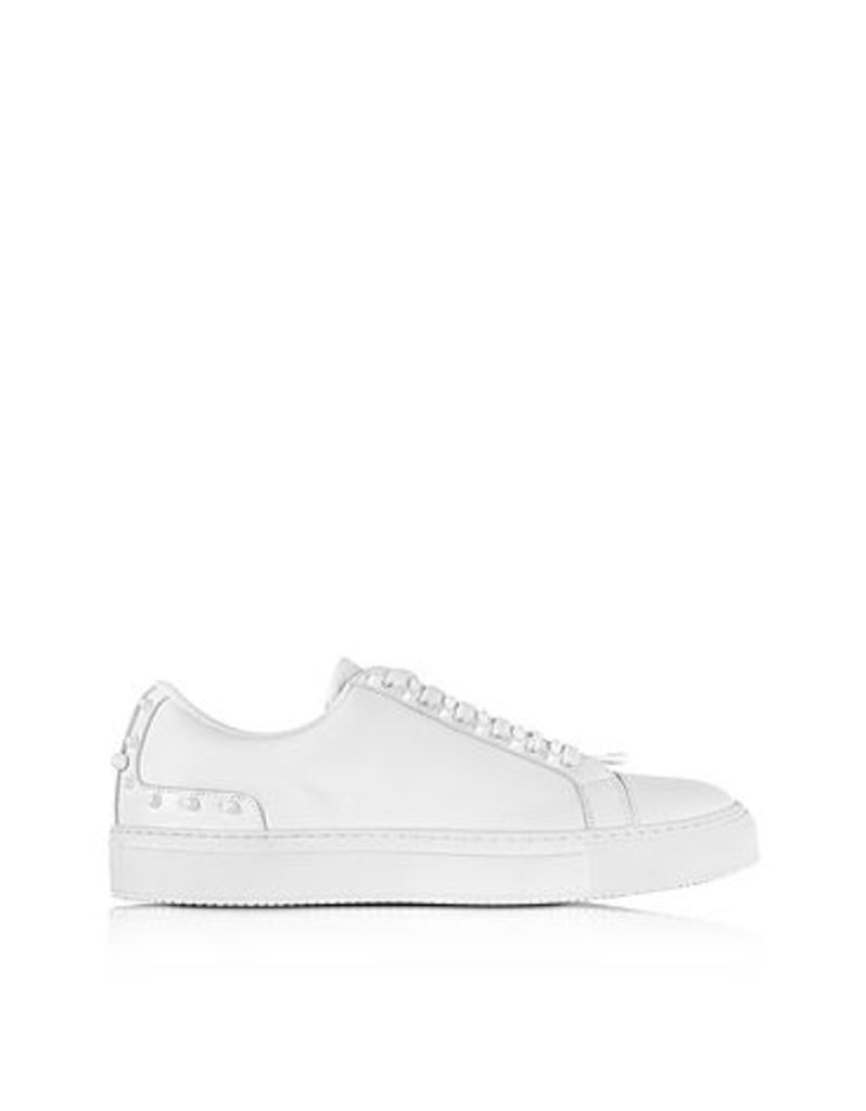 Neil Barrett - Optic White Leather Studded City Trainers