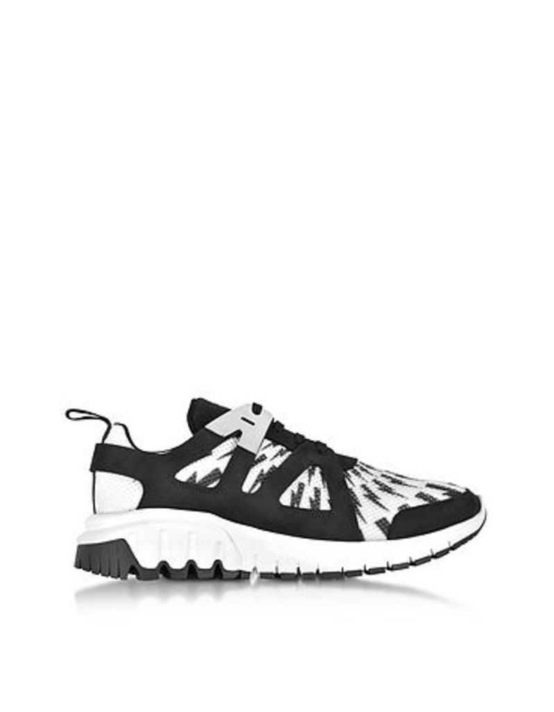 Neil Barrett - Molecular Black Neoprene and White Printed Nylon Runner Sneakers
